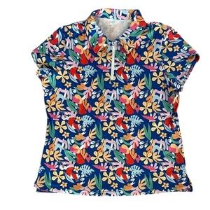 Jack Smith bright colored 1/4 zip floral top size large